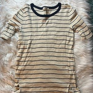 Madewell off white and navy stripe cotton t shirt